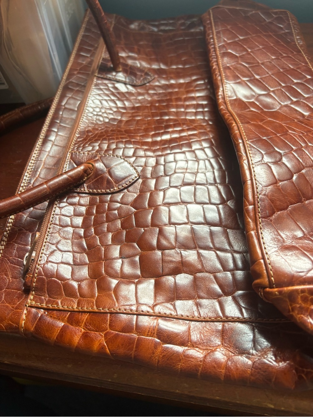 Furla vintage croc bag large